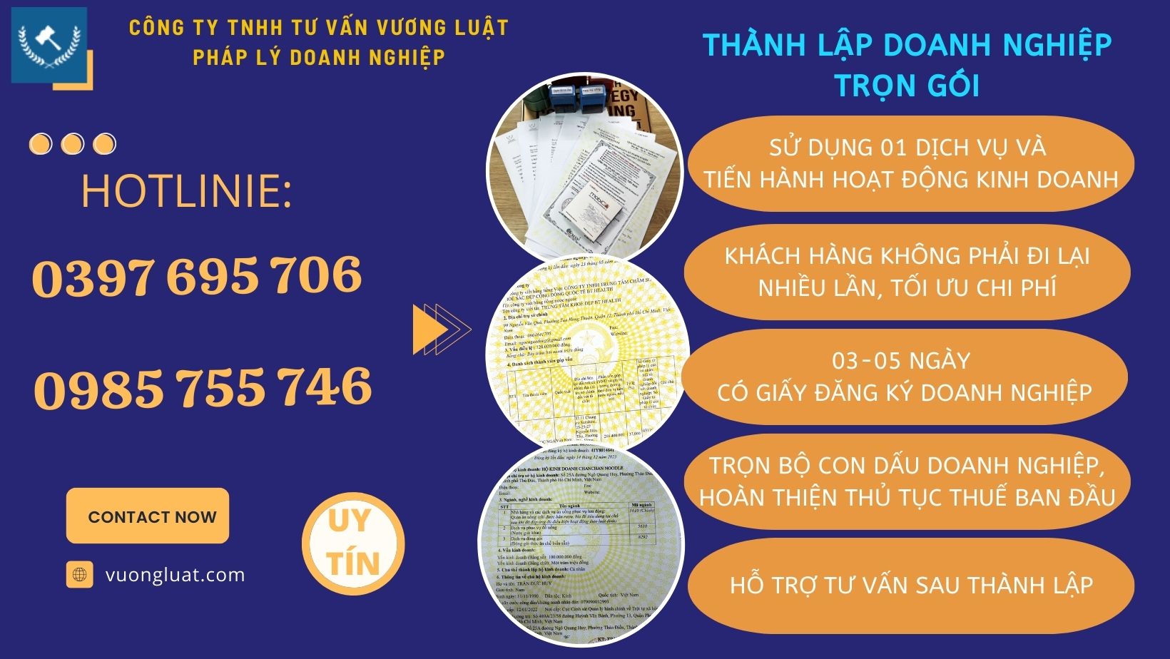 DỊCH VỤ THÀNH LẬP DOANH NGHIỆP TRỌN GÓI - CÓ GIẤY PHÉP SAU 03 ĐẾN 05 NGÀY LÀM VIỆC