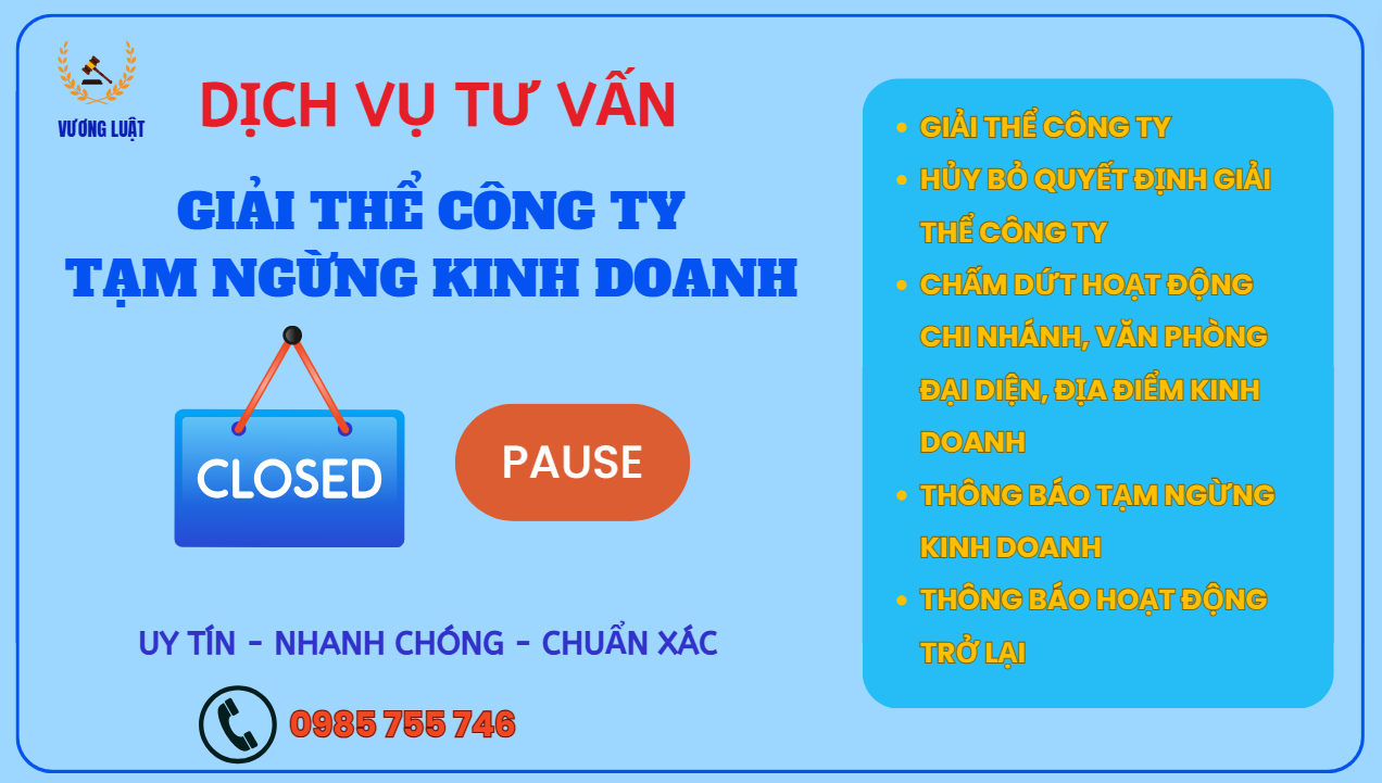 DỊCH VỤ TƯ VẤN GIẢI THỂ - TẠM NGỪNG KINH DOANH CÔNG TY